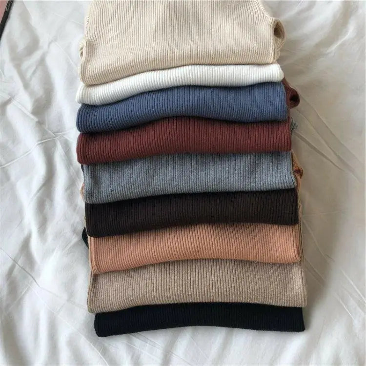 Black Turtleneck Ladies Sweaters Pullover Knitted Top for Women Gigh Neck Jerseys Off White Korean Fashion 2024 Designer Crochet