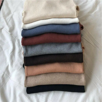 Black Turtleneck Ladies Sweaters Pullover Knitted Top for Women Gigh Neck Jerseys Off White Korean Fashion 2024 Designer Crochet