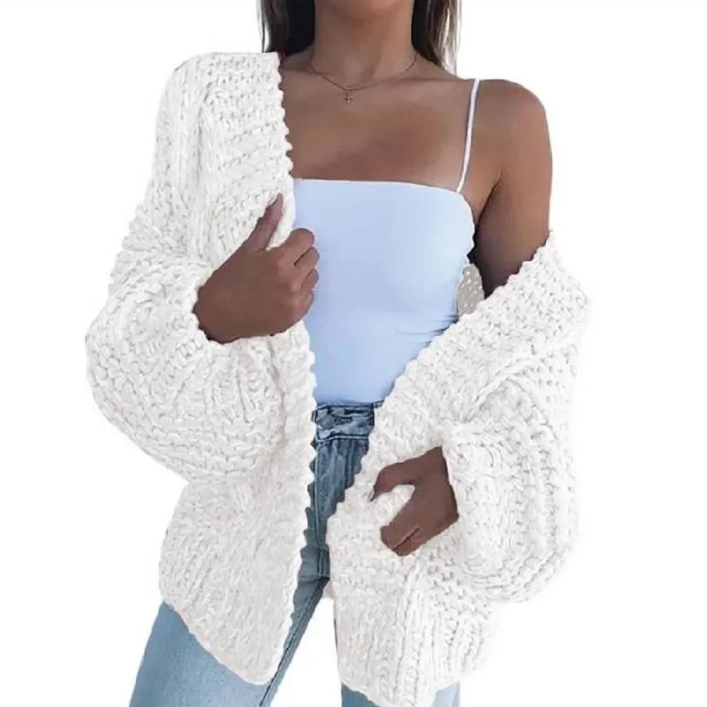 ALLUKASA  Autumn Winter Cardigan Women Sweaters New Cardigan Batwing Long-sleeved Plush Loose Outside Knit Sweater Women Fashion